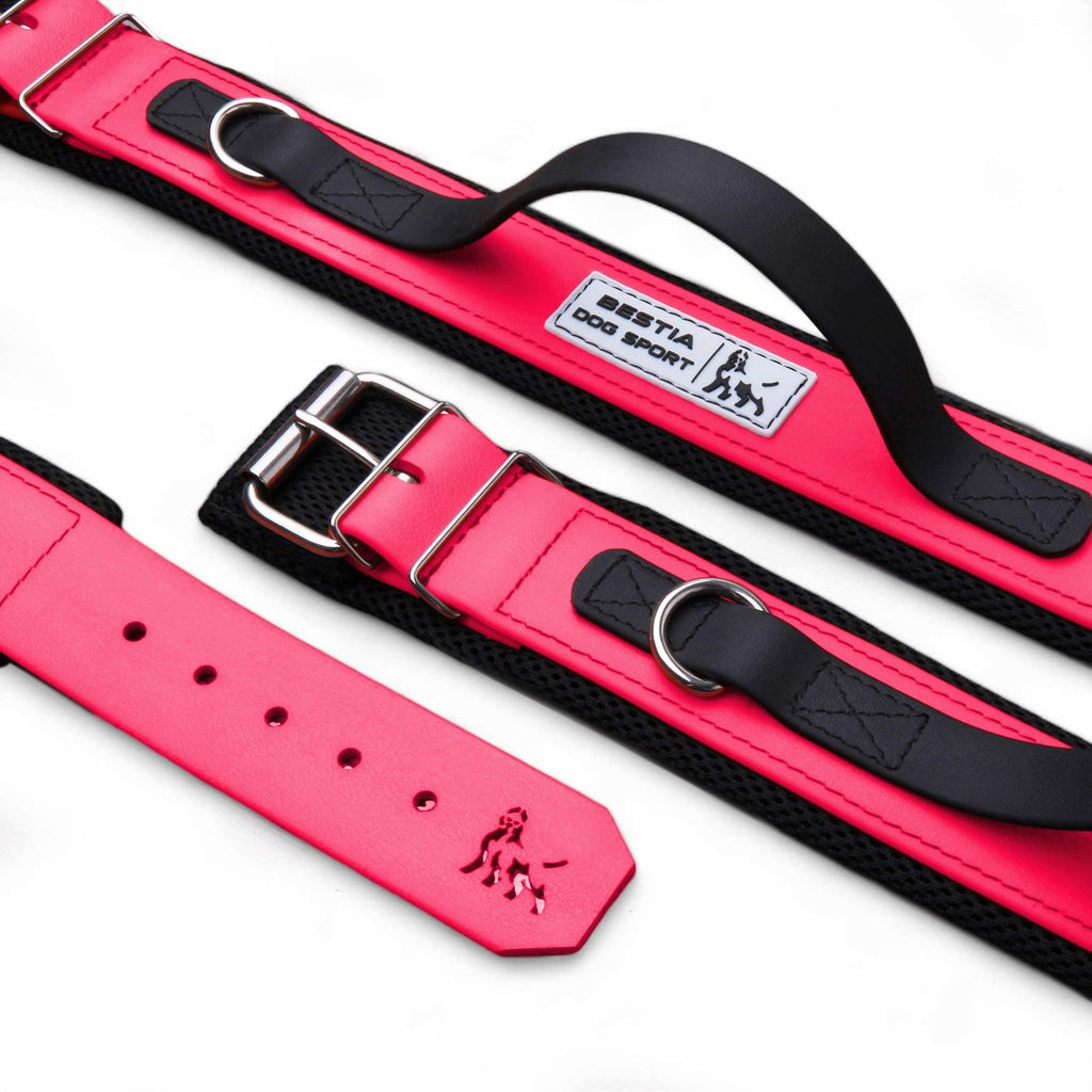 Bestia Dog Sport GripPro Handle Collar Neon Pink