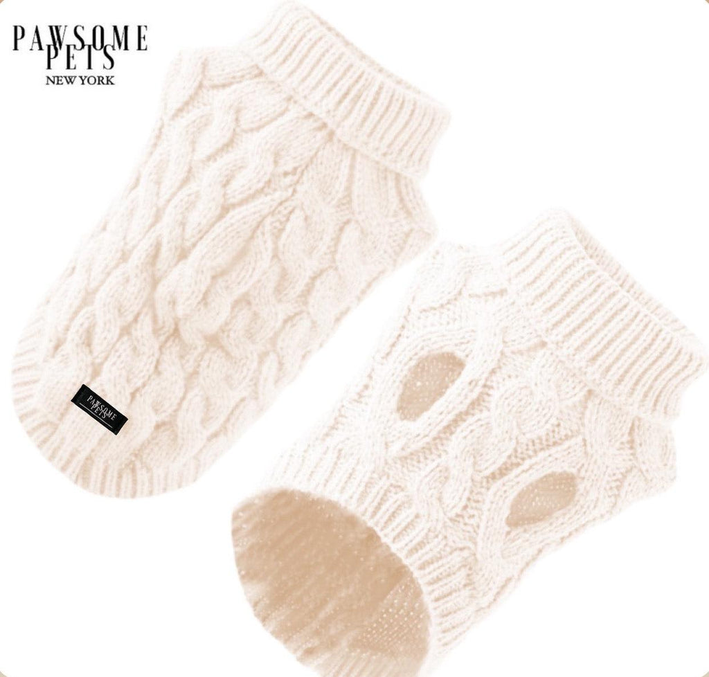 Extra warmer Strickpullover für Hunde & Katzen – Weiß