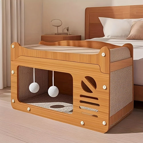 2-in-1 Wand-Katzenbett mit Kratzfläche