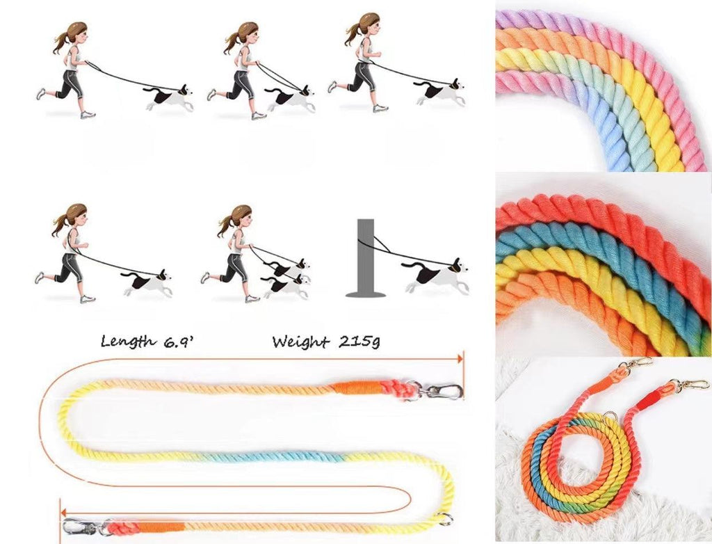 Freihände Hundeleine Ombré Braun – 100% Baumwollseil