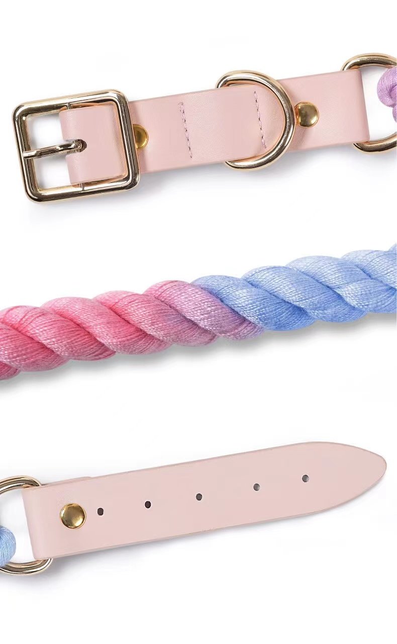 Luxe Royal Pink Leder-Seil-Leine – Bright