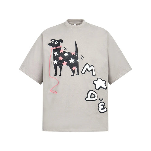 Herren Oversized T-Shirt mit Hunde-Motiv