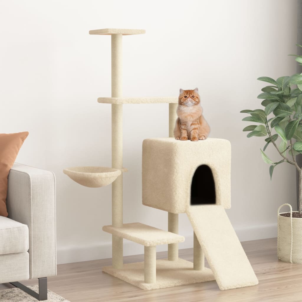 Vidaxl cat furniture with sisal scratching posts 130.5 cm cream-colored