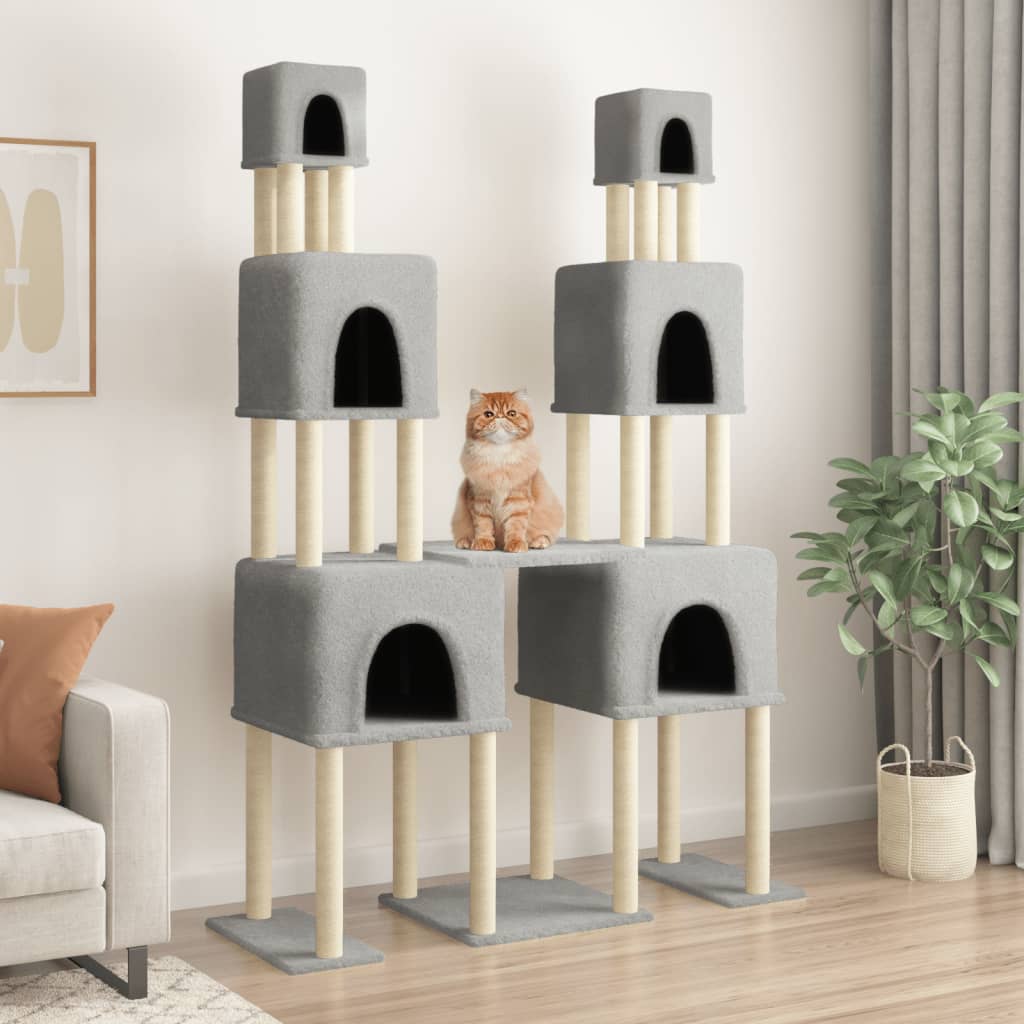 Vidaxl cat furniture with sisal scratching posts 199 cm light gray