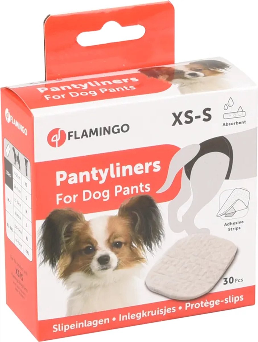 Flamingo panty liner dog – dog heat pants – tyna white s – 30 pieces – for incontinence in heat