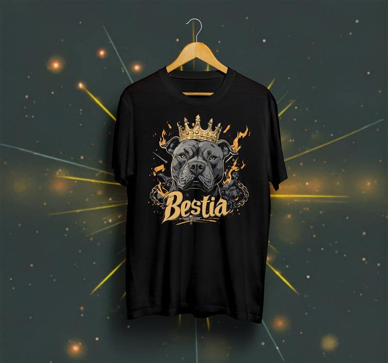 Bully T-Shirt Schwarz – Hunde-Motiv