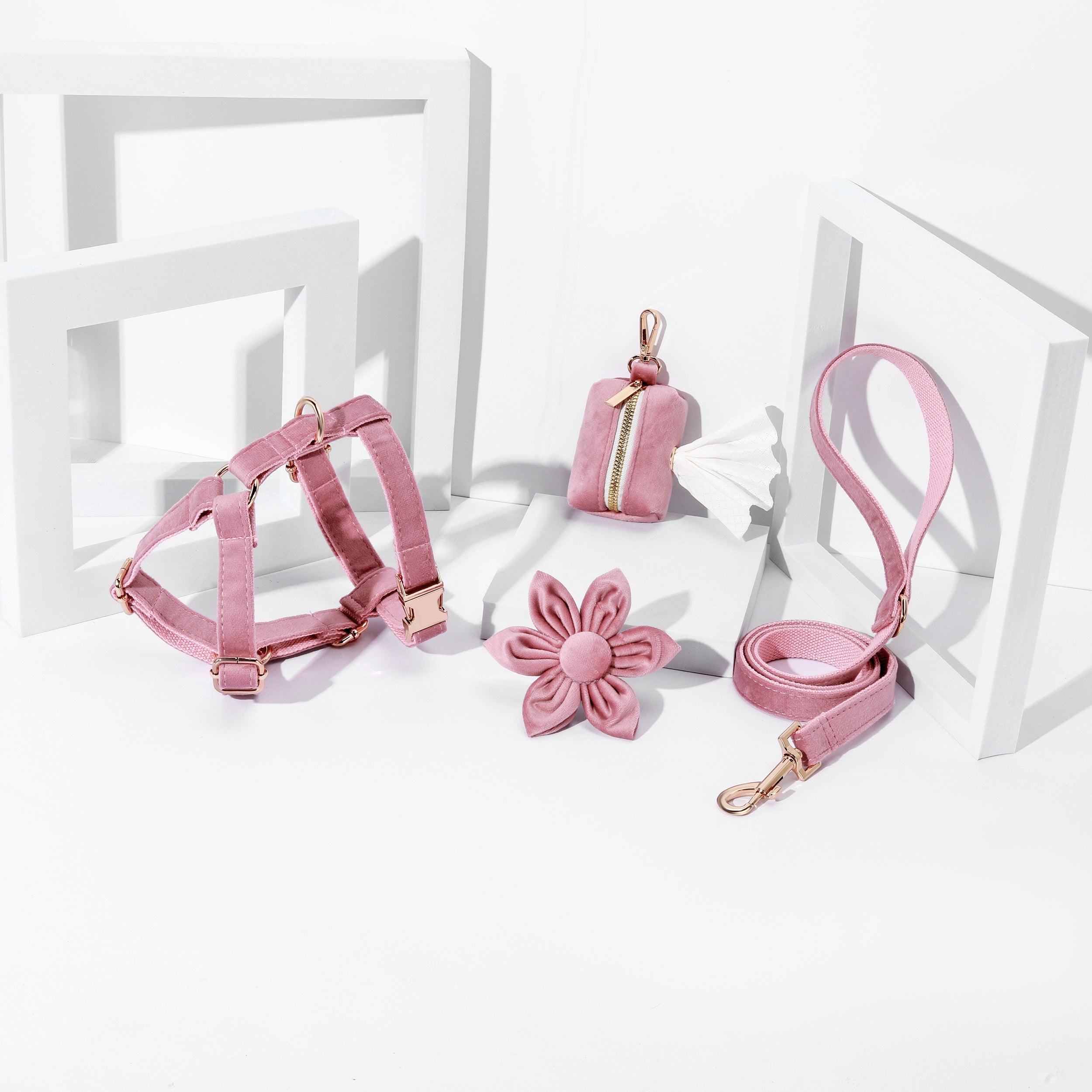 Blumen-Set für Hunde Pink – 4-teiliges Step-In Bundle