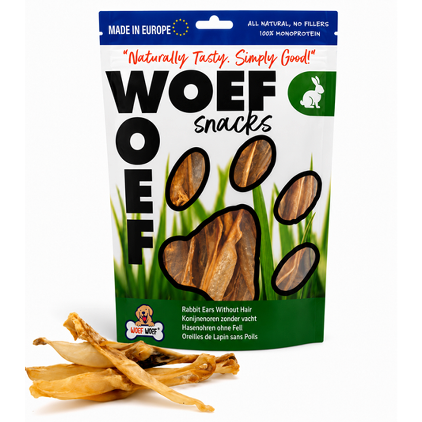 Kaninchenohren ohne Haar – Naturkausnack für Hunde