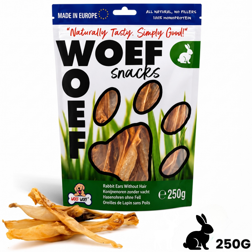 Kaninchenohren ohne Haar – Naturkausnack für Hunde