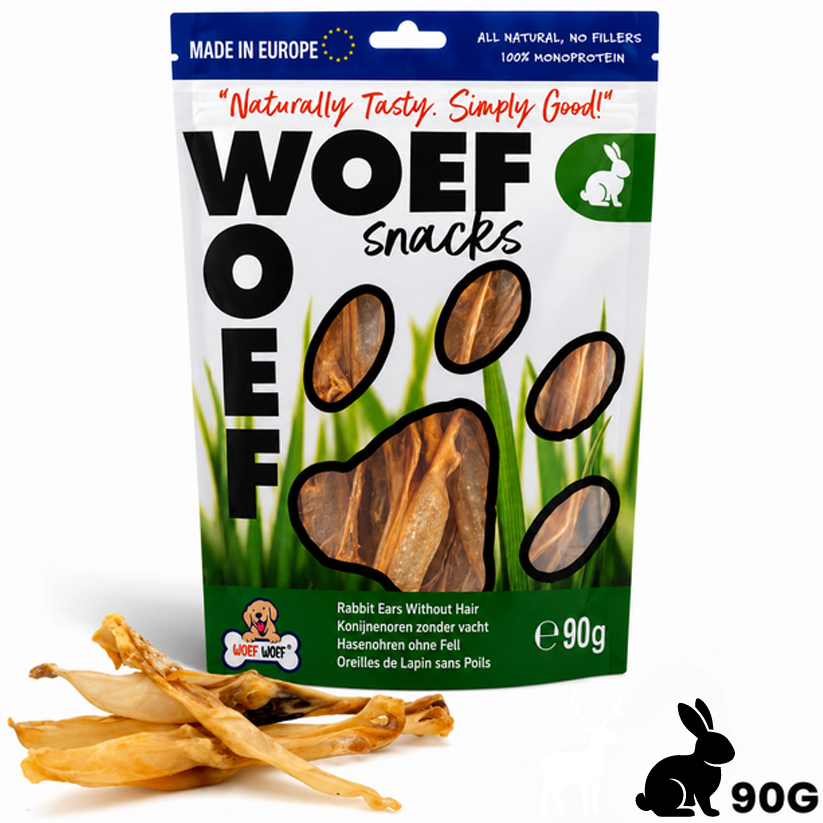 Kaninchenohren ohne Haar – Naturkausnack für Hunde