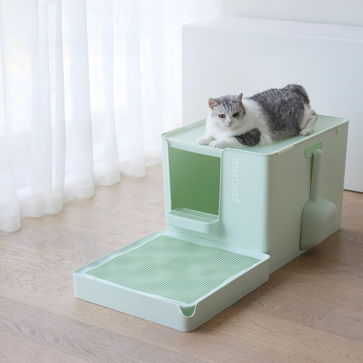 Gebogene Wellen-Katzenstreu-Matte mit rutschfester Unterseite – Meoof