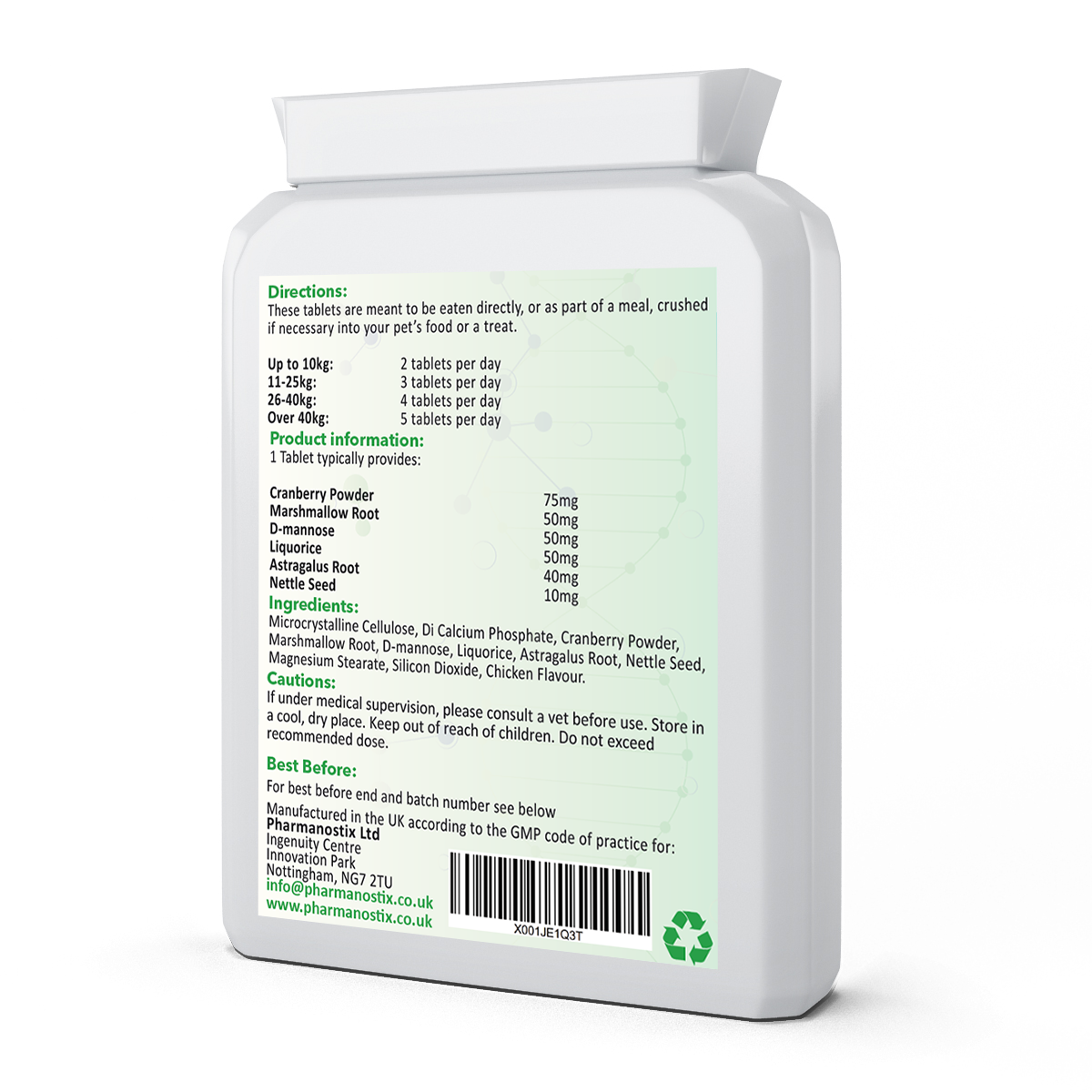 Haustier-Harnwegs-Unterstützung 120 Tabletten – Pharmanostix