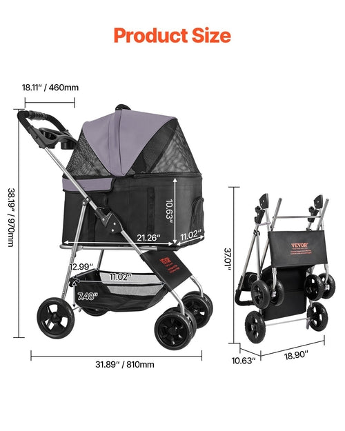Faltbarer Hunde-Kinderwagen – Bis 16 kg Tragkraft, 4 Räder