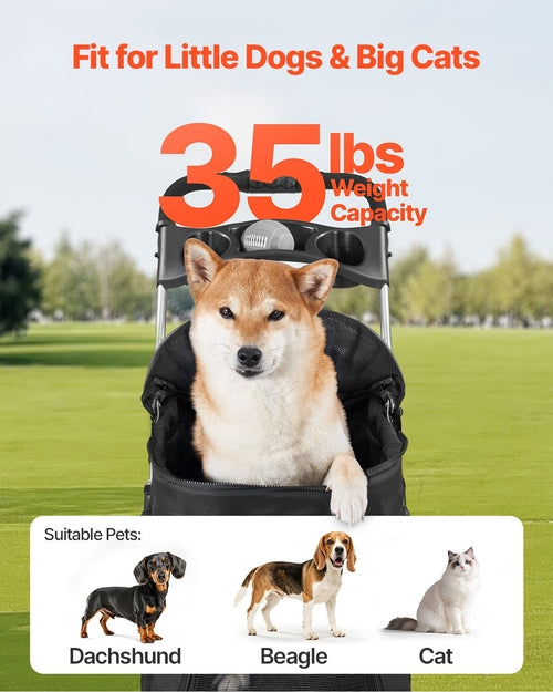 Faltbarer Hunde-Kinderwagen – Bis 16 kg Tragkraft, 4 Räder
