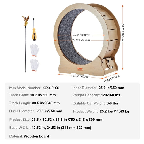 Katzenlaufband – Großes Laufrad für Katzen Indoor 29,5"